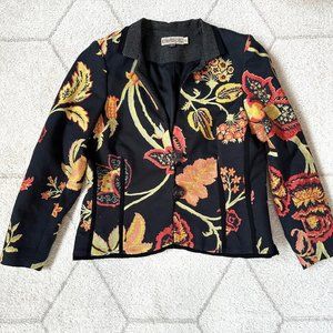 Vintage Canvasbacks Floral Brocade Tapestry Single Button Blazer Sz 12